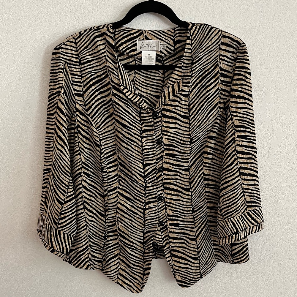 Vintage Kathy Che Zebra Print Blouse